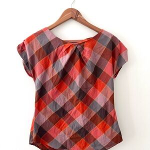 Rare Patagonia Orange and Pink Plaid Blouse